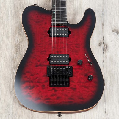 ESP USA TE-II FR Guitar, Quilt Maple Top, Alnico II Pros, Black Cherry Sunburst