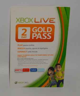 Xbox Live 2 Day GOLD PASS for Microsoft Xbox 360/Xbox One/PC 2010 BRAND NEW NIB