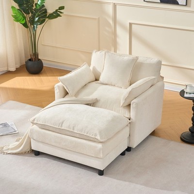 39.4'' Modern Accent Chair w/Ottoman Living Room Club Chair Reading Armchair