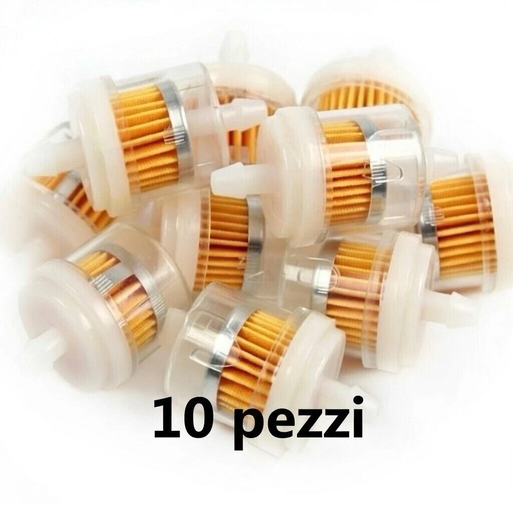 10 Filtri Carburante Moto Scooter 7mm Universali Benzina Trasparenti Nuovi