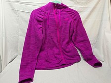 The North Face Women's Purple Full Zip Fleece Hoodie Pockets Logo Striped M/M