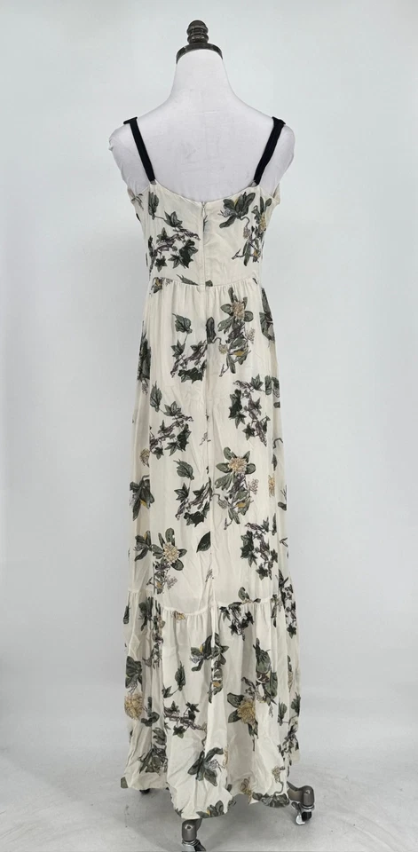 Maxi Vestido Lil Anthropologie Marfil Floral Satén Forrado Seda Capas Talla 12 Foto 4 de 4