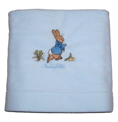 The World of Beatrix Potter Peter Rabbit Blue Fleece Baby Blanket 30x40''