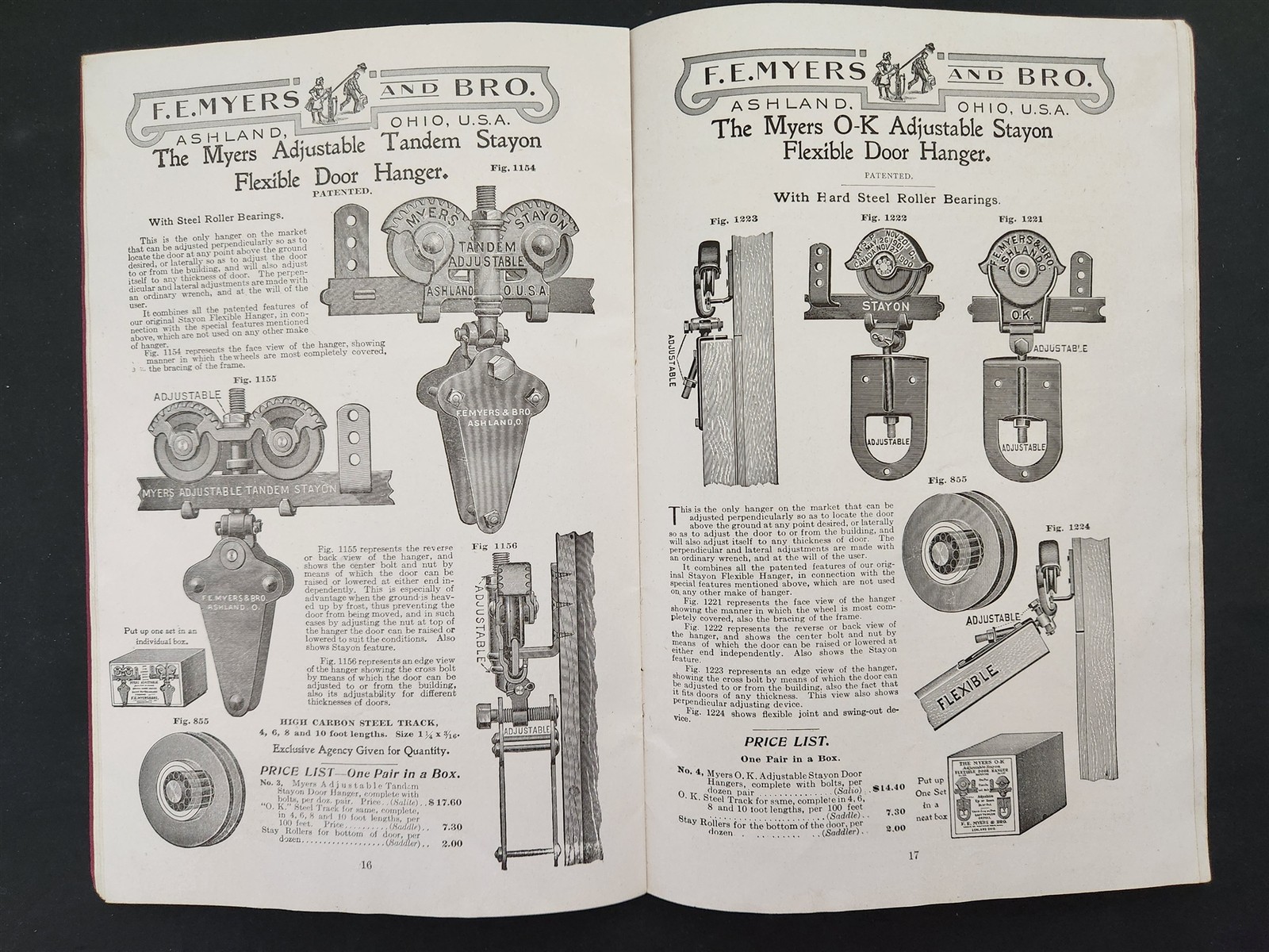 1917 antique MYERS DOOR HANGERS CATALOG ashland oh barn sliding hardware