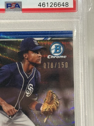 CJ Abrams 2019 Bowman Chrome Draft Blue Wave Refractor RC Rookie AUTO /150 PSA 9 - Bild 3 von 5