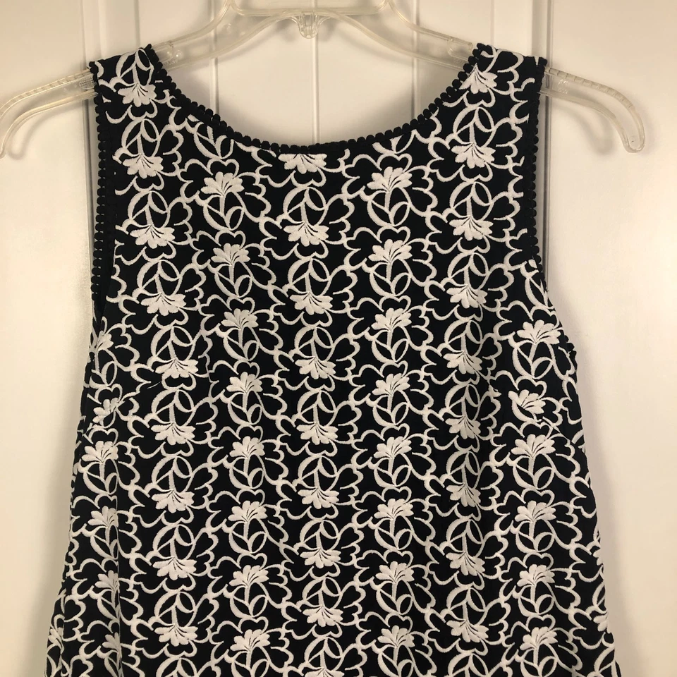 Ann Taylor женщин Shift платье вышитый без рукавов размер 8 коттедж ретро 60-х - Изображение 3 из 4
