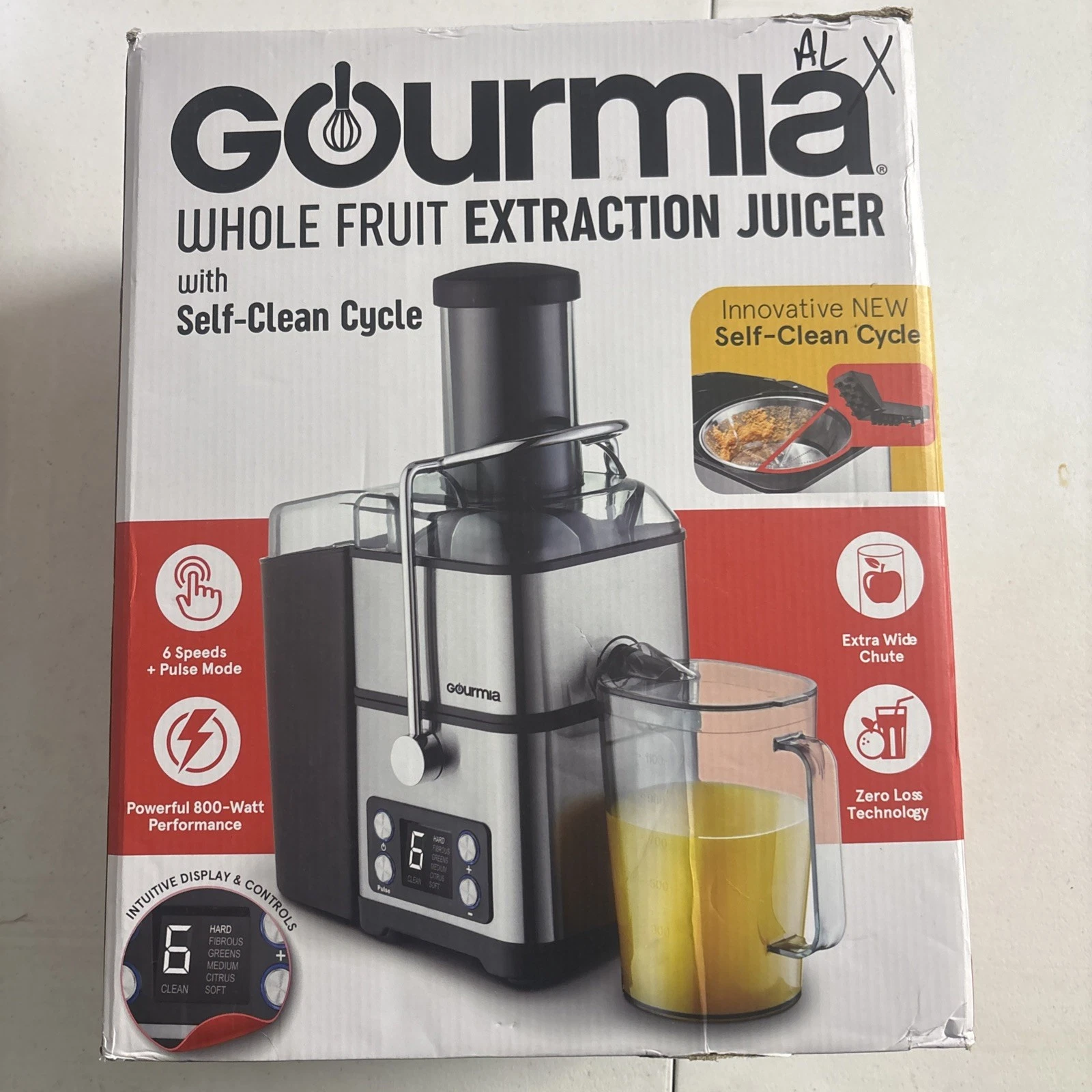 Gourmia 6 Speed Digital Whole Fruit Juice Extractor, Pulse Mode, Clean Cycle