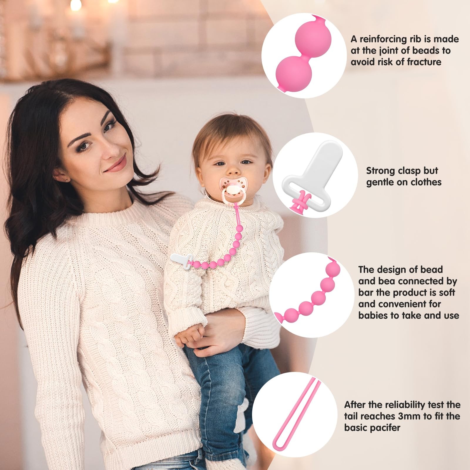 Pacifier Clips Baby Girls - Draklary 4 Pack Paci Clip Silicone Soothe Baby B...