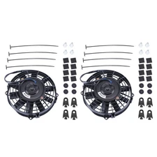 2X Universal Slim 7" Black Fan Push Pull Electric Radiator Cooling 12V Mount Kit