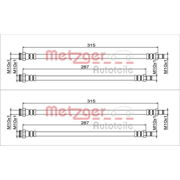 2X Metzger BremsschlÄUche Hinten Innen Beidseitig Passend FÜR Smart Fortwo-image