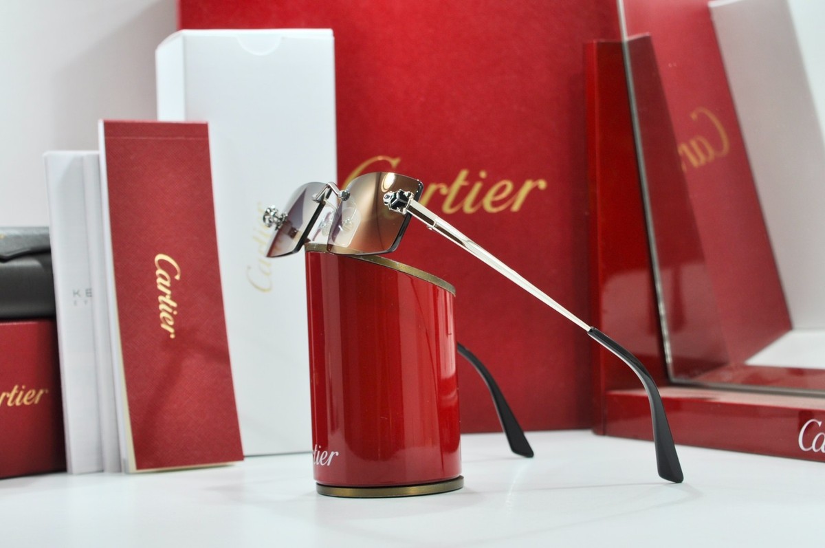 Cartier rimless sunglasses glasses decor Panthere silver Frame