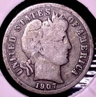1907  BARBER SILVER DIME 10C