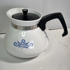 Rare Backstamp 1960s Vintage Corning Ware Blue Cornflower 6 Cup Teapot w/ lidZ15
