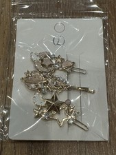 Women s Hair Pins Clips Set of 3 Star and Moon Gold and Pink New