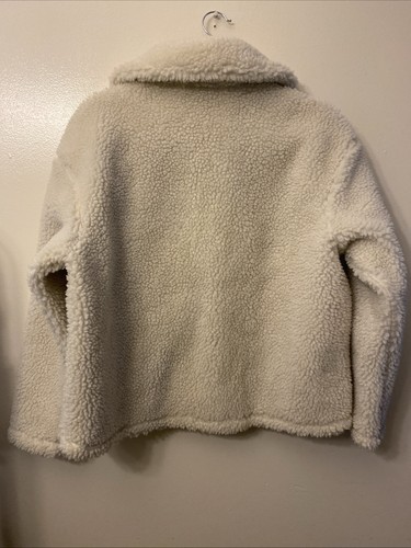 Nike Swoosh Full Zip Sherpa Jacket Beige/white Size X-small. Worn Once - Afbeelding 2 van 10