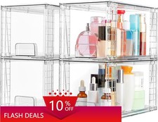 NEW.4-Piece Stackable Storage Drawer Set with Large Capacity, Storage Rack.