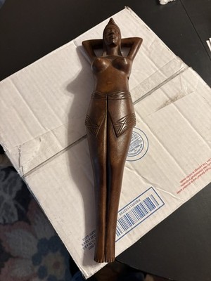 Hand Carved Wooden Lady Nutcracker 13  Alipios Wood Made in Philippines