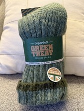 Men's Slipper Socks Size 8-12 Green Super Soft Fleece Lined