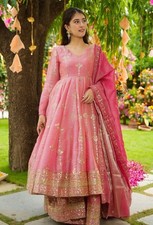 Beautiful Look Pink Crunchy Silk Salwar Kameez With Dupatta For Reception
