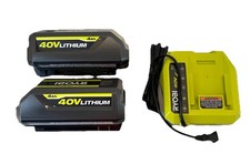 Ryobi 40V Two 4 Ah Lithium Ion Battery  Fast Charger Model OP404042408