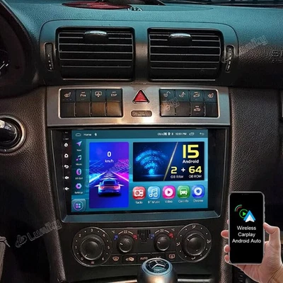 98DJESAOE5YUWYJ 64GB Android 15 Autoradio Carplay Navi für Mercedes Benz C-Klasse W203 2004-2007