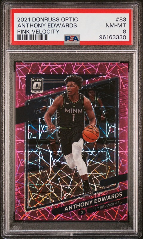 2021-22 Panini Donruss Optic Anthony Edwards #83 Pink Velocity 38/79 PSA 8 JC