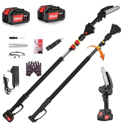 6 Inch Cordless Pole Saw 2-in-1 Electric Tree Branch Cutter Pruner 2 Batteries