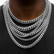 8/10/12/14mm Stainless Steel Cuban Chain Necklace Punk Heavy 24K Gold Plated