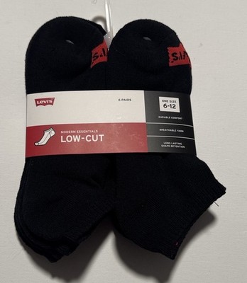 Levis Socks Mens 6 Pack Black Low Cut