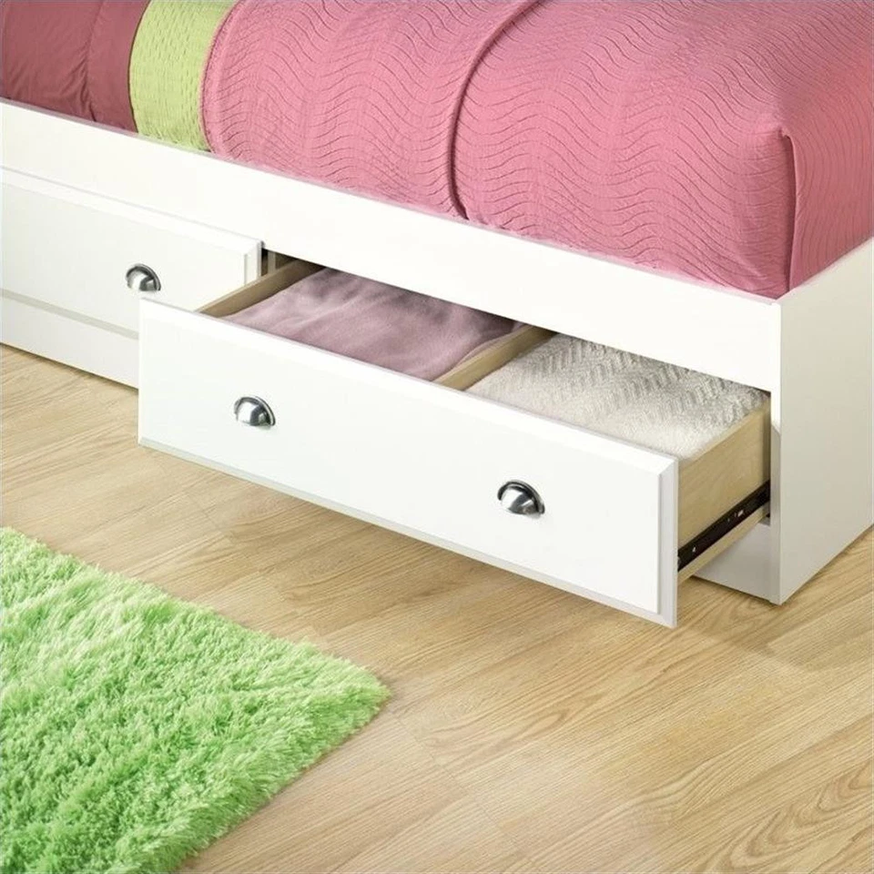 Cama Sauder Shoal Creek Twin Mates en blanco suave Foto 3 de 4