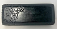 Versace Medusa Face Hard Glasses Case Black Vintage Sunglass Leather Chic Italy