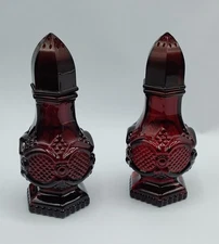 Vintage Avon 1876 Cape Cod Collection Ruby Red Salt and Pepper Shakers. Set of 2