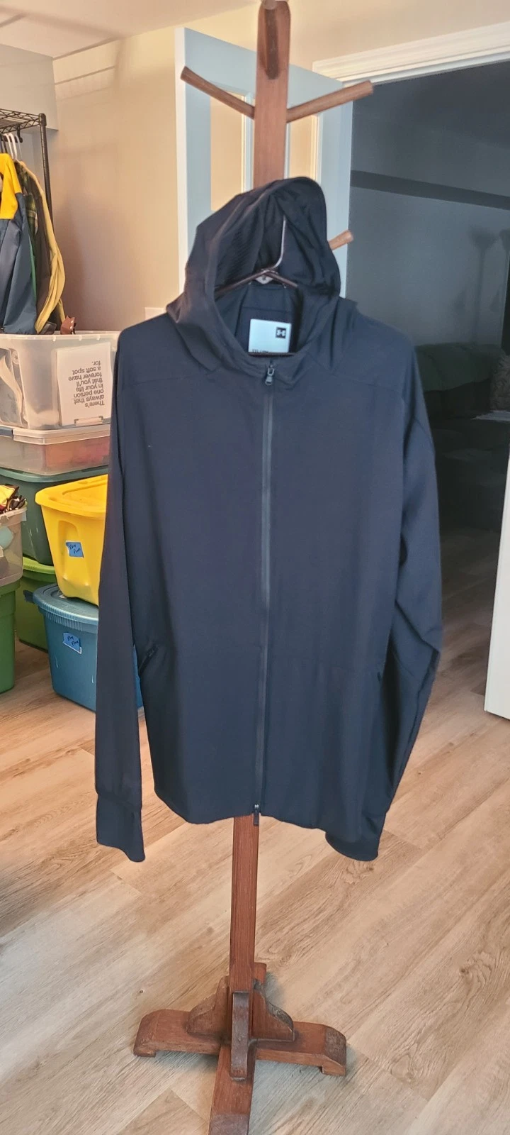 Under Armour Men's Perpetual Storm Hooded Windbreaker XXL NWOT Black