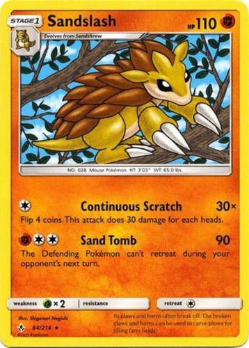 Pokemon Sandslash - 84/214 - Rare NM-Mint Unbroken Bonds