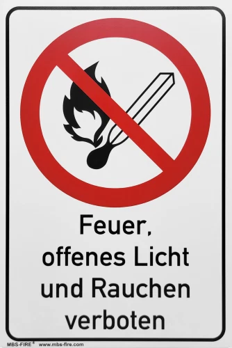 MBS-FIRE Schild "Feuer, offenes Licht und Rauchen verboten" ISO 7010
