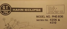 HAHN-ECLIPSE Hydrostatic GT-700 Lawn Garden Riding Tractor Parts Manual PHE-836