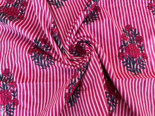 Pink 3 Yard Fabric Dressmaking Cotton Craft Handmade Floral Printed fabric US - Picture 1 of 6