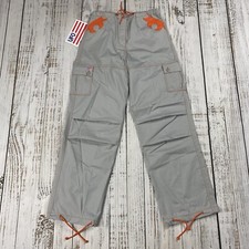 VTG NWT UFO PARACHUTE RAVE PANTS MERCURY GREY ORANGE CARGO WOMENS 12 RARE SKATE