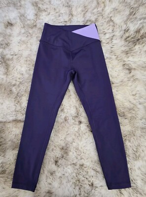 Victoria s Secret Love Cloud Color Block Purple Crossover Capri Leggings Sz. 8 