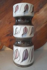 Isle of Man handpainted leaf design vase - 21cm tall
