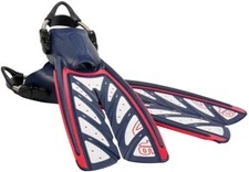 Oceanic New Vortex V-16 Split Fins with Spring Straps - Patriotic Red, White & B