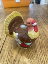 Pair of 2 Porcelain Turkey Candle Holders - Thanksgiving-Fall