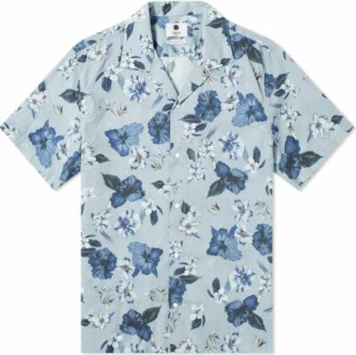 NN07 NAVY PRINT Miyagi Woven Short Sleeve Shirt, US Medium