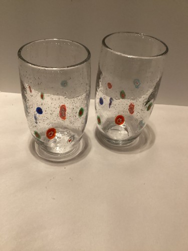 2 Stück - Millefiori Trinkgläser Bubble Art Glas Becher. 5,5" - Bild 4 von 22