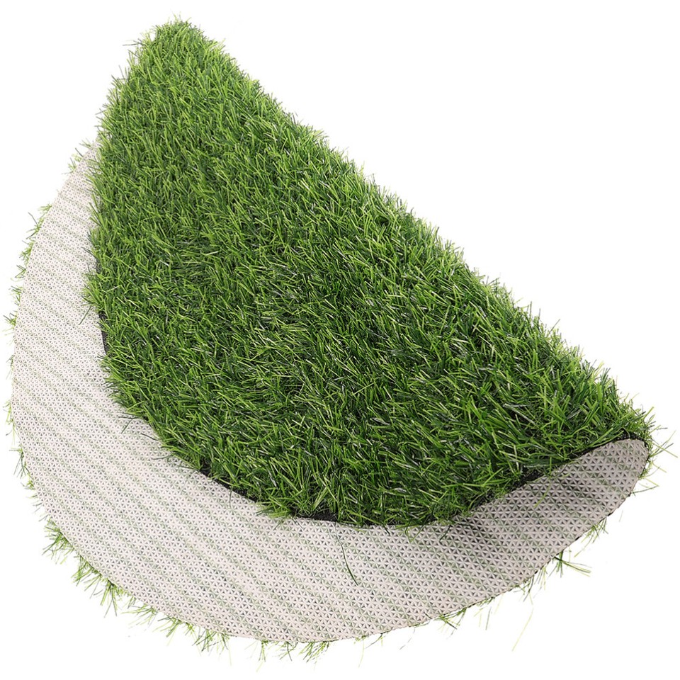 Artificial Grass Mat Green Fake Grass Turf Tile Placemat Round Fake