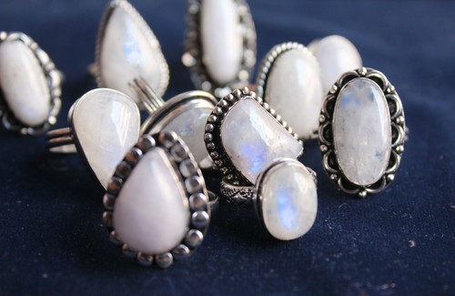 Moonstone Gemstone Rings Handmade Rings Silver Overlay Rings For Women T@-18 - Picture 3 of 12