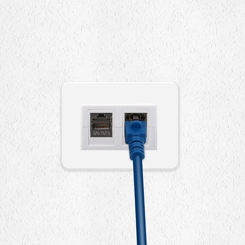 2x Caja de red para superficie con 1 puerto Ethernet CAT6A y 2 módulos Keystone - Afbeelding 2 van 6