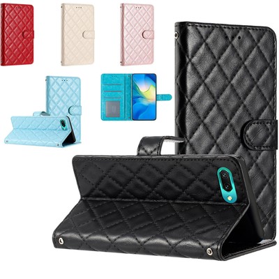 Flip Grid Leather Wallet Phone Case For Huawei Honor 70 50 20 X8 X7 Y6P Y5P 8A