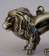 18g UNUSUAL SOLID STERLING SILVER LION ANIMAL FIGURE PENDANT 1973 LONDON