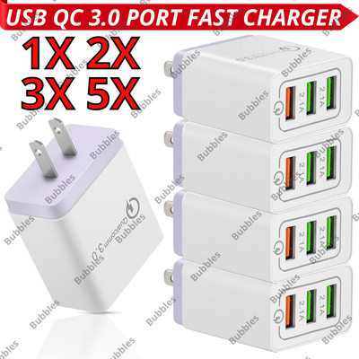 US 3 Port Fast Quick Charge QC 3.0 USB Hub Wall Home Charger Power Adapter Block